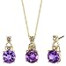 Dazzlingly Amorous 1.87 cts Round Shape Amethyst Pendant Earrings Set 14Kt Yellow Gold