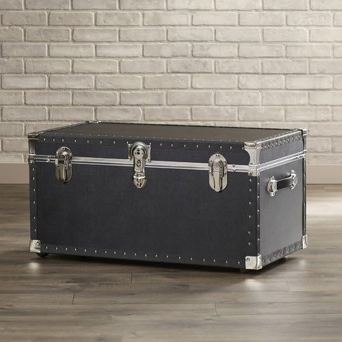Attractive Traditional Design Oversize Trunk with Wheels in Black