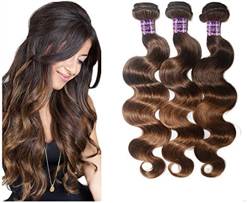 Fashion A Plus (TM) Brazilian Human Hair Ombre Hair Extensions Body Wave Mixed Color 7A Grade 3 Bundles/lot 300g Total #T4/30 (18" 20" 22")
