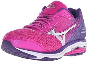 Mizuno Women's Wave Rider 19 Running Shoe, Fuchsia Purple/Silver, 8.5 B US