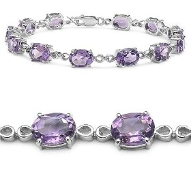 14.40 Carat Genuine Amethyst Silver Bracelet by JewelzDirect