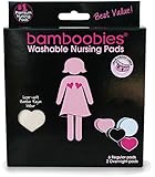 Bamboobies Super Soft Washable Nursing Pads - 3 Pair Ultra-Thin Regulars (Black, Hot Pink, Pale Pink) & 1 Pair Thick Overnight (Pale Pink)