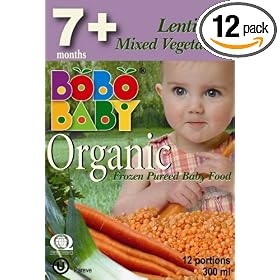 Bobobaby 7+ Months Lentils And Mixed Vegetables, 12 Servings, 10.15-Ounce Boxes (Pack of 12)