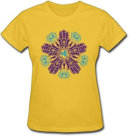 Keke Women's Tshirts Hands Symbols Size L Yellow
