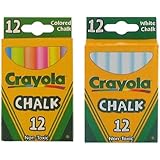 Crayola Non-Toxic White Chalk(12 ct box)and Colored Chalk(12 ct box) Bundle