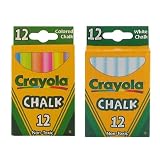 Crayola Non-toxic White Chalk and Colored Chalk Bundle (2 Boxes)