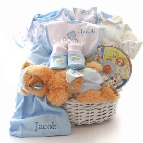 Happy Nappy New Baby Boy Gift Basket – Great Shower or Christmas Holiday Gift Idea for Newborns