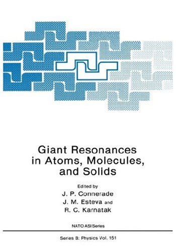 Giant Resonances in Atoms, Molecules, and Solids (Nato a S I Series Series B, Physics) under Nuclear Magnetic Resonance in The Books Store