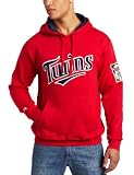MLB Minnesota Twins Long Sleeve Hooded Fleece Pull Over (Athletic Red/Athletic Navy, Large)