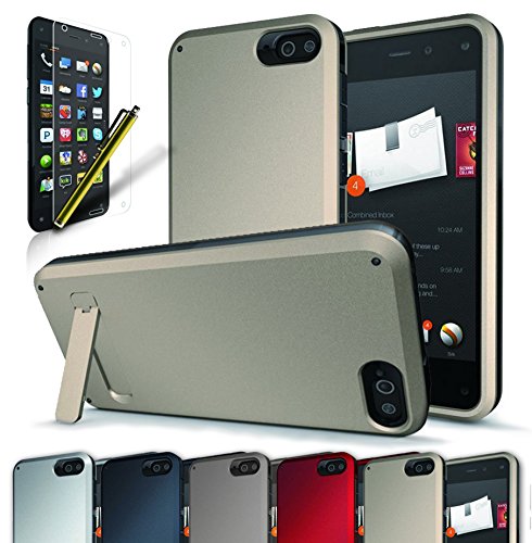 Fire Phone Case, CINEYO(TM) heavy Duty Rugged Hybrid Tri Layer Armor Case with Kickstand (Amazon Fire Phone Case) (Gold)