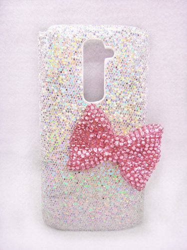 Pink Crystal Bling Shiny Glitter 3D Bow Sparkles Special Rhinestone Party Classic Case Cover For LG Optimus G2 D800 D801 D802 D803 VS980 F320