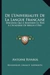 de L'Universalite de La Langue Franca...