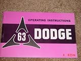 1963 Dodge Factory Original Owners Manual