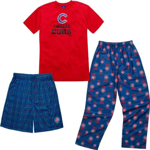 MLB Chicago Cubs Youth T-Shirt Boxer & Pant 3 Piece Sleep Set