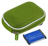 rooCASE 2n1 Nylon Hard Shell (Green) Case with Memory Foam and NP-80 950mAh Li-Ion Battery for Casio Exilim EX-S7 Digital Camera Purple