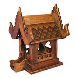 Hand-carved Spirit House Teak Wood Sculpture (Thailand)
