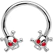 Red Eye Gem Skull Crossbones Horseshoe Circular Barbell