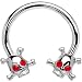 Red Eye Gem Skull Crossbones Horseshoe Circular Barbell