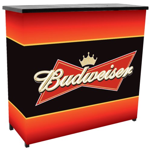 Trademark Budweiser Metal 2 Shelf Portable Bar Table with Carrying Case