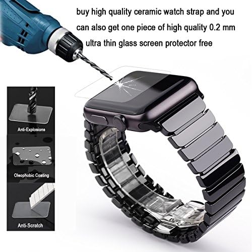 Apple Watch Band, Chetoo 38mm Ceramic Watch Band for Apple Watch,Watchband with Butterfly Buckle & Quality Connector(38mm-black)