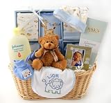 Shades of Blue New Baby Boy Gift Basket - Complete Newborn Layette - Great Shower Gift Idea for Newborns
