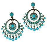 Gold Plated Turquoise Circle Dangle Earrings