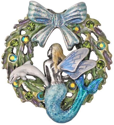 Kirks Folly Mermaid Fairy Christmas Wreath Pin