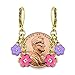 Hand Painted Flower Earrings For Women Gold Plated Dangle Earrings - Two Colorful Flowers With A Center Crystal On Dangle Gold Chain Enamel Earrings For Teens Quality Fashion Jewelry Earrings For Mom