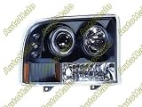 1999 - 2004 ( 2000 2001 2002 2003 ) / 99-04 ( 00 01 02 03 ) FORD SUPER DUTY PROJECTOR HEADLIGHTS - W/ RINGS & CORNERS - W/ AMBER REFLECTOR - BLACK/CLEAR - IPCW