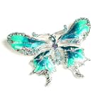 SAVE $10 - Blue Austrian Rhinestone Butterfly Design Silver-Tone Brooch Pin $9.95