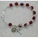 STERLING SILVER YOUTH GIRLS ROSARY BRACELET GARNET title=