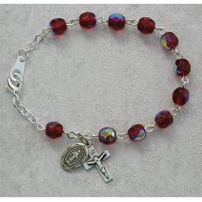 Cheap Girls Jewelry Catholic Sterling Silver Youth Girls Rosary Bracelet Garnet January Birthstone. For Sale