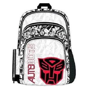 Transformers Movie - Black White Red Logo Backpack Bag