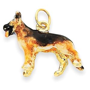 14k Enameled Medium German Shepherd Charm