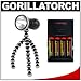 Joby Gorillatorch 65 Lumen Cree LED Flashlight & Compact Mini Flexible Tripod (Grey) with 4 AA Batteries + Charger