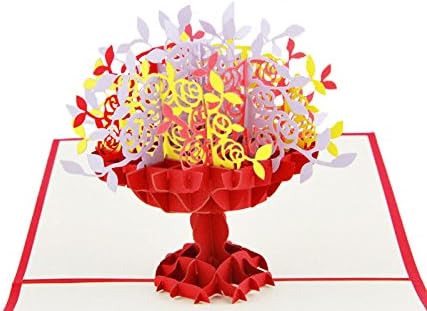 Qubic 3D POP UP Handmade Customized Greeting Words Creative Congratulations Paper Card (Blossoming)