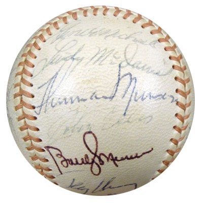1971 NY Yankees (22 Signatures) Autographed/Hand Signed LL Baseball Thurman Munson, Mel Stottlemyre