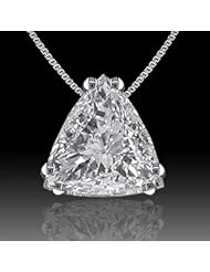 0.85 Ct I Si2 Trillion Cut Diamond Solitaire Pendant 14k White Gold