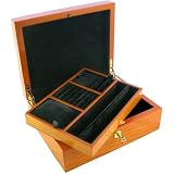 Beech Wood Compact Jewelry Combination Display Storage Case With High Gloss Piano Finish