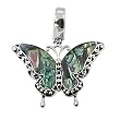 Silvertone Abalone Butterfly Pendant Fashion Jewelry
