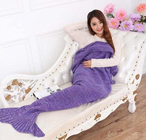 Feibi (TM) Mermaid Blanket Tail Soft Comfy Knitted Mermaid Sofa Living room Sleeping Bags for Adult Kids (71