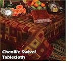 Chenille Swivel Design Tablecloth Burgundy 54 by 54 Square