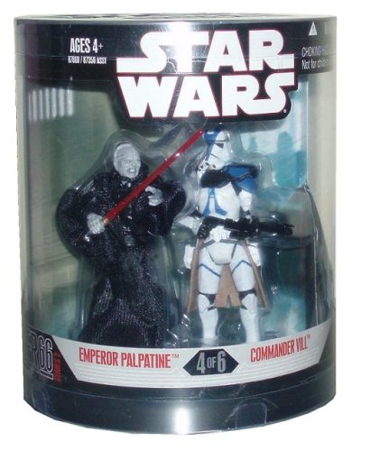 51P0E7CaGXL Star Wars Saga 2008 Exclusive Order 66 Action Figure 2 Pack Emperor Palpatine & Commander Vill