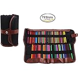 Miraclekoo Canvas Pencil Wrap,72 Pencil Holder Colored Pencils Case Roll Multi-purpose Pouch for School Office Art Soft Pencil Bag