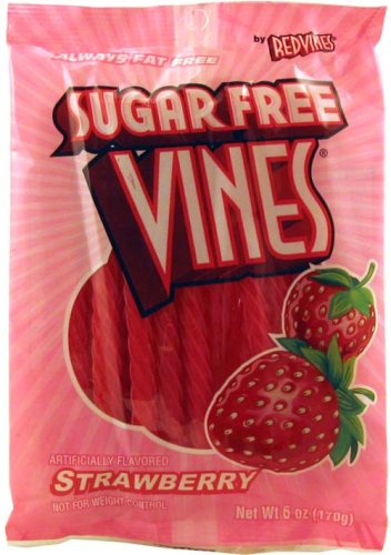 Sugar Free Strawberry Vines Candy 5 oz. bag by American Licorice Company