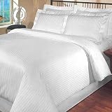 SOHO Duvet Cover 600TC Sateen Stripe White (Full)