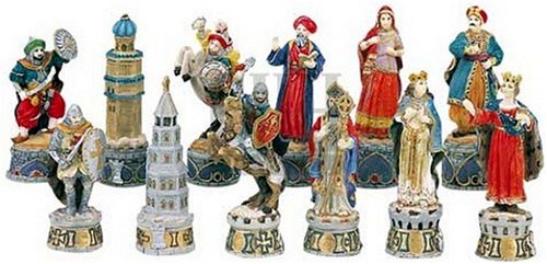 Crusade Theme Hand-Painted Chessmen