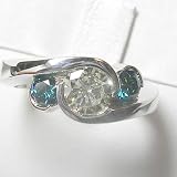14K White Gold Blue and White Diamond Ring