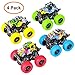 M SANMERSEN Monster Truck Toys for Ages 2-4, Friction Cars for Toddlers 1-3 Push and Go 360° Rotating Stunt Car for 2+ Year Old Boys Girls Gifts (4 Pack - Blue/Green/Red/Yellow)