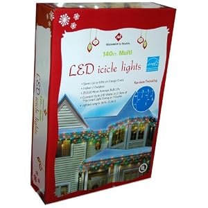 140 Count Icicle Christmas Lights Multi Color by 